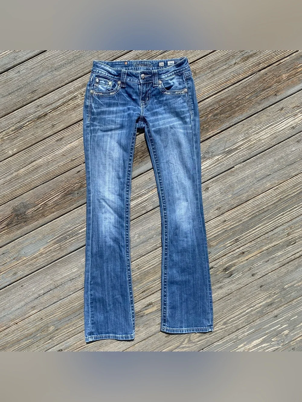 Miss Me Bling Fleur De Lis Signature Bootcut Jeans 26